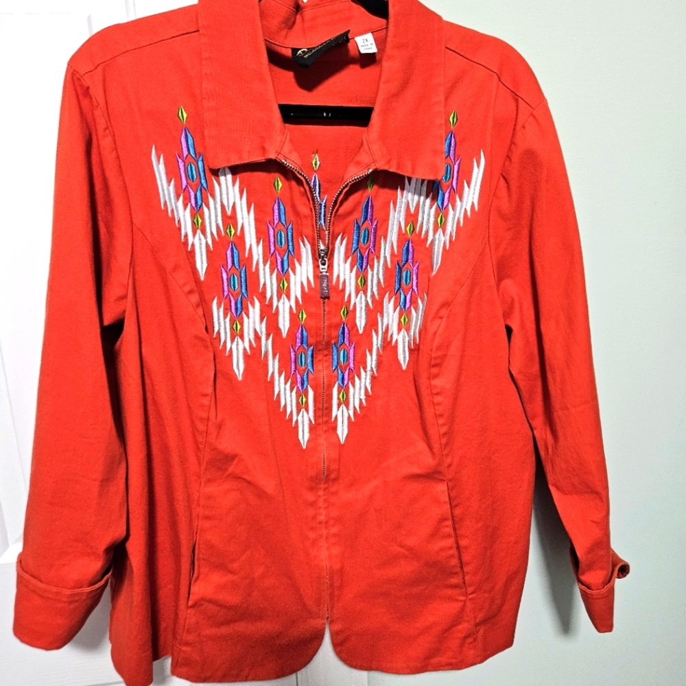 Bob Mackie Wearable Art Southwestern Embroidered Jacket Women's Size 2X - Picture 1 of 6